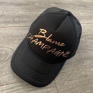 Express “Blame Champagne” Trucker Style Hat, One Size